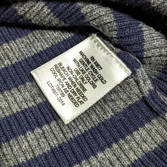 Liz Claiborne Cotton Blend Navy/Grey Stripe Turtleneck Long Sleeve Sweat… - Picture 11 of 11